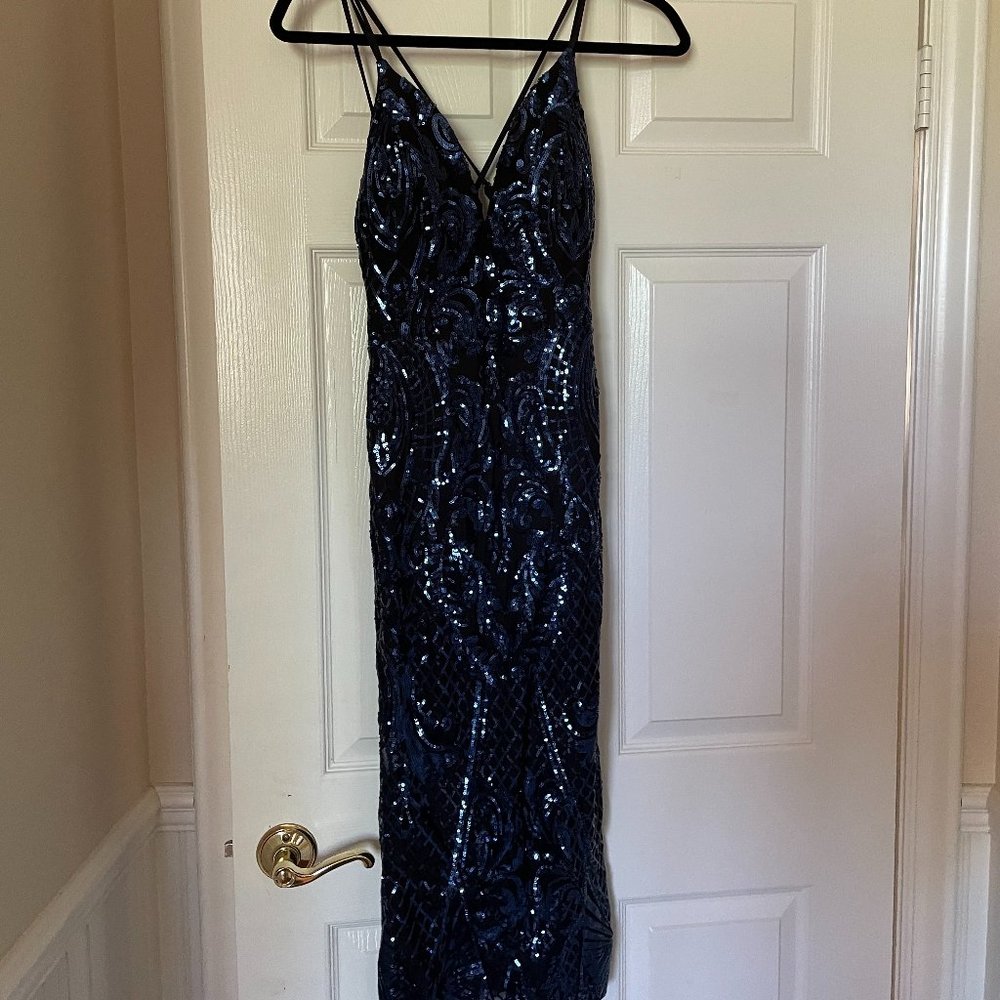 Mid-Length Blue Sparkly Dress